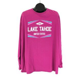 Vintage Delta Pro Weight Lake Tahoe Graphic Print T-Shirt Adult 2XL 100% Cotton